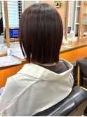 ピンクブラウン髪質カラー×ミニボブ
