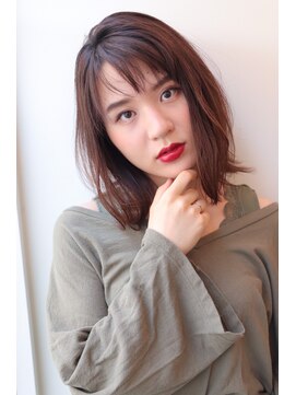 サンスーシ ヘア Sans Souci HAIR 下丸子店 ストレートアレンジが◎赤リップに合うニュアンスボブ