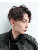 前下がりセンターパート×ニュアンスパーマ