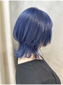 ○ウルフカット×ネイビーカラー○前髪