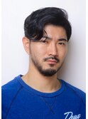 メンズカット バーバースタイル 七三分け パーマ ツーブロック