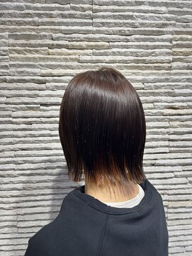 ビス リアン 川口店(Vis lien) ☆切りっぱなしボブ インナーカラーオレンジ