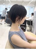 ショートボブ髪型20代30代前髪あり前髪なし面長丸顔【荒牧】AY