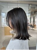 ミディアム インナーカラー 外ハネ ボブ