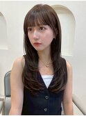顔周りレイヤーカットロングレイヤーボブ韓国ヘアハッシュカット