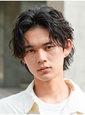 ツイストスパイラルパーマ波巻きパーマツーブロックメンズカット