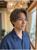柔らかパーマのセンターパート