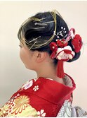 成人式セット/フィンガーウェーブ/水引きアレンジ