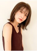ミディアムヘア　長めボブ　前髪　原宿　表参道　渋谷