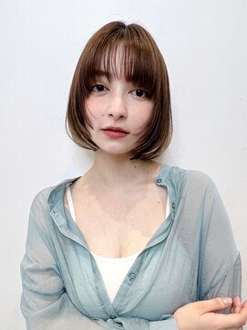 トルネード(TORNADO) 大人ショートボブ前髪あり内巻き切りっぱなし丸顔絶壁面長 K0828