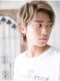 ワイルドアップバングのハイトーンカラーウルフヘアE草加