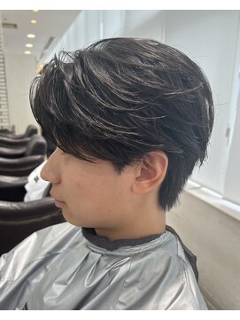 オーシャントーキョー 渋谷神南(OCEAN TOKYO) 韓国ヘアカルマパーマカルマバングセンターパート黒髪ウルフ