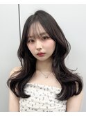 韓国っぽ外巻きセミロング＊小顔前髪顔周りカットマロンブラウン