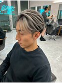 フェザーショートアップバングセンターパートメンズハイライト