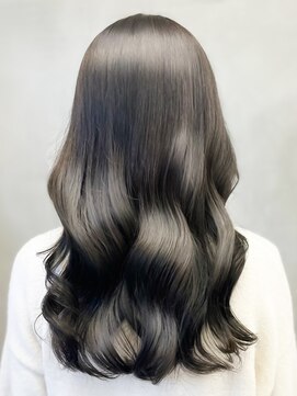 ビーポッシュ ジャスパー店(Be Posh) 髪質改善カラーくびれ巻き髪ロングヘア透明グレージュ夏カラー