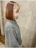 オレンジカラー ＋ ボブ