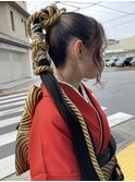 ハイポニーテールヘアアレンジセット成人式卒業式振袖袴タイト縄