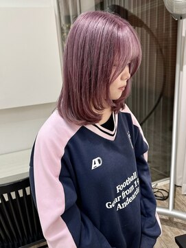 ビーハイブ 仙台駅前店(Behive) ラベンダーピンク/ブリーチ/ミディアムセミロング/10代20代