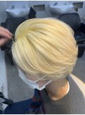 ミルクティーベージュダブルカラー韓国風メンズセンターパート
