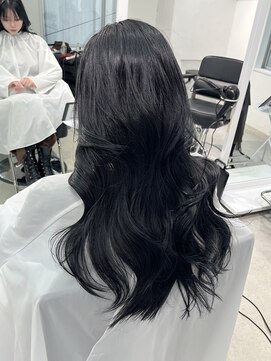 ヨーク(YOKE) ロングレイヤー前髪顔周り韓国ヘアくびれヘアディープグレージュ