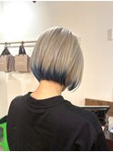 シルバーと青/ケアブリーチダブルカラーインナーカラー