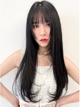 ムード マグ レーベル 南松本(MOOD Mag Label) 髪質改善カラーくびれロングレイヤーカット小顔コリアンブラック