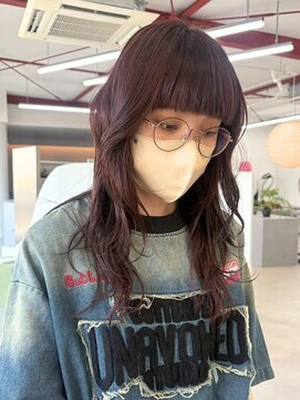 アム(am) ブリーチなしダブルカラー/パープルブラウン/レイヤー/ウルフ