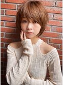 丸みBOB/丸みシルエット/くすみピンク/くすみカラー/大人可愛い