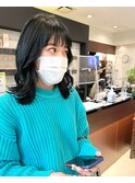 ＊地毛風ブルージュ ブルーブラック 暗髪 鎖骨 ミディアム