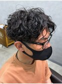 ツイストパーマツイストスパイラルパーマツーブロック刈り上げ　