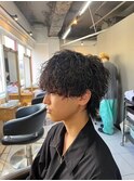 波巻きツイストスパイラルパーマ　メンズパーマ　メンズウルフ