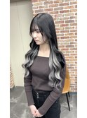 世界最高峰人毛100%エクステで作るホワイトインナーカラー