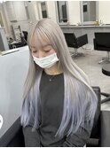 ホワイトカラー×インナーカラー/ラベンダーブルー