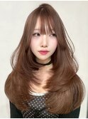 ハイライトカラーミルクティーベージュケアブリーチダブルカラー