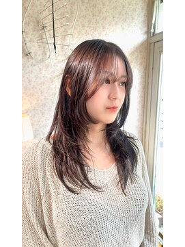 レイヤーカット/顔まわりカット/チョコブラウン/ワンカール