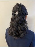 ハーフアップ　サイドの編み込み
