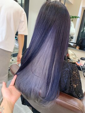 サロンドミルク 溝の口店(salon de MiLK) ＊濃いめパープルにホワイトシルバーのインナーカラー