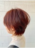 小顔ショートレイヤー×ピンクアッシュ