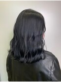 ミディアムロング×ブルーブラック【池袋】