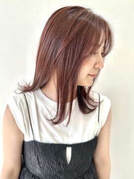 フォーク FOLK 【FOLK】透明感ペールピンク☆似合わせ外ハネミディアム♪