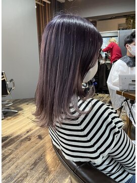 ヘアアンドメイク エジェリ(hair&make egerie) ラベンダーパープルカラー・ケアブリーチ・セミロングロブ