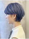 ショートヘアハイトーンオレンジベージュブルーシルバーアッシュ
