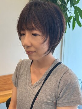 ビューエヒメ(VIEW EHIME) 小顔カットショートボブ大人可愛いアッシュオリーブ