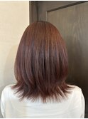 ツヤ感アップピンク系ミディアムレイヤースタイル