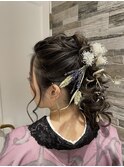 袴へアレンジゆるふわドライフラワー