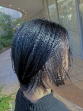 トッカ ヘアアンドトリートメント 難波店 魔法使いの黒髪ネイビー×星の光色シルバーのインナーカラー