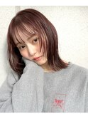 ミディアムヘア×フェイスレイヤー×シースルーバング外ハネボブ