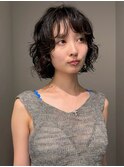 ボブパーマレイヤーパーマ顔周り前髪ボブショート/渋谷