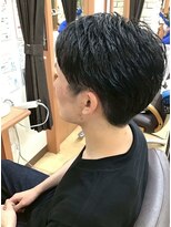 ヒラトヤ 肴町店 黒髪ショートメンズヘア似合わせカットリバースセンターパート