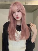 ホワイトピンク　レイヤー　韓国ヘア　ケアブリーチ
